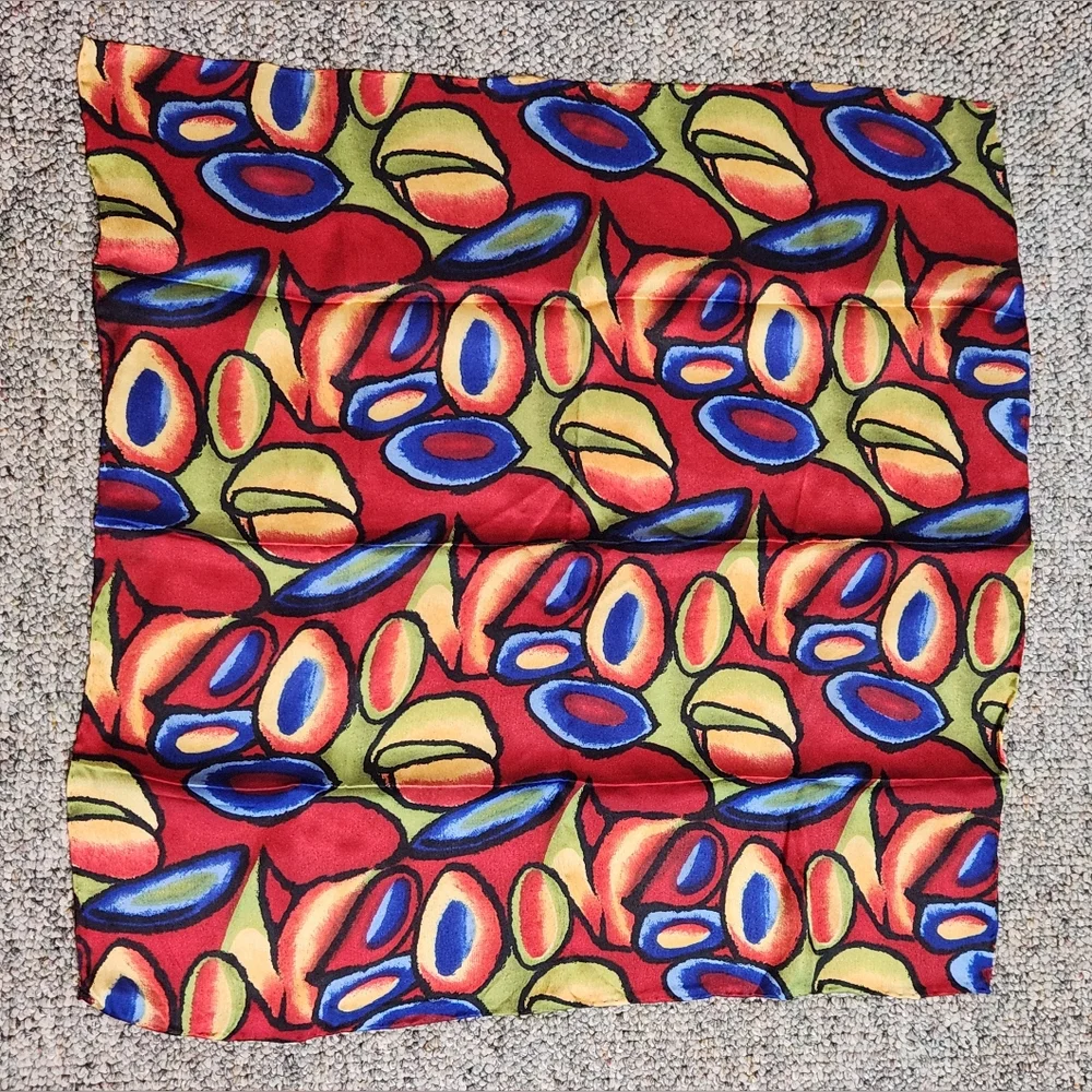 Anthropologie Abstract Graffiti Square Silk Neck Scarf